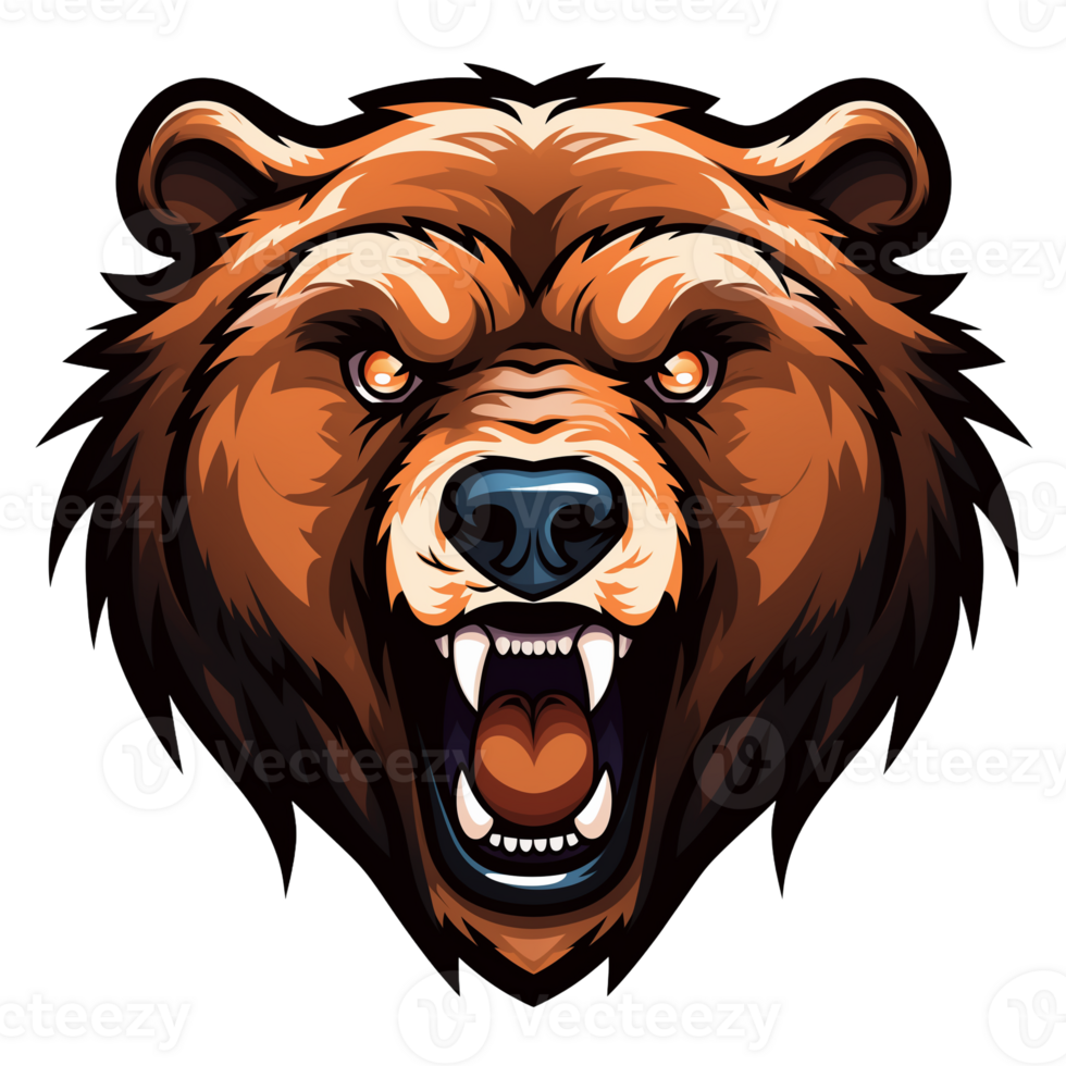 Collection of Angry Roaring Bear Head Logo Designs Isolated png