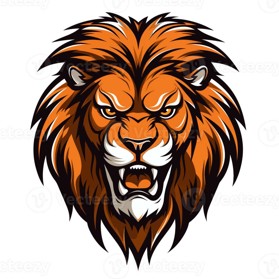 Collection of Angry Roaring Lion Head Logo Designs Isolated png
