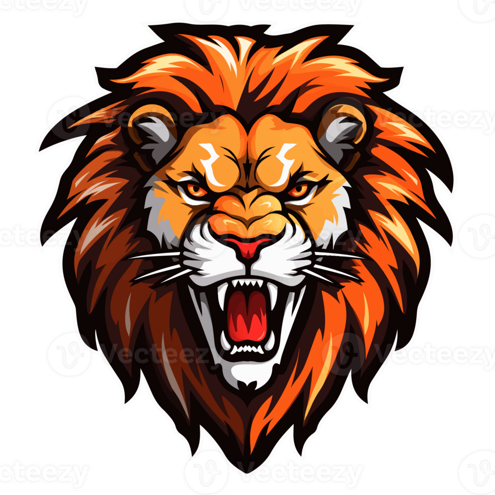 Collection of Angry Roaring Lion Head Logo Designs Isolated png