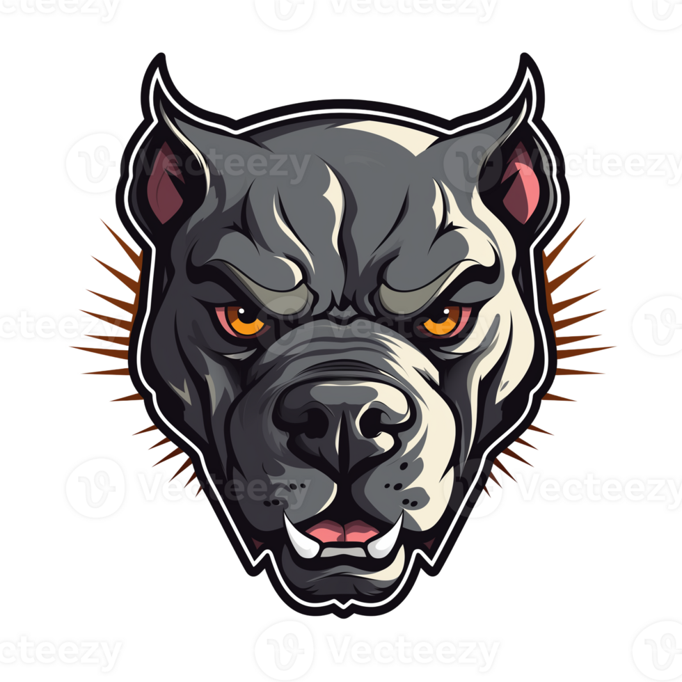 Collection of Angry Staring Pitbull Head Logo Designs Isolated png