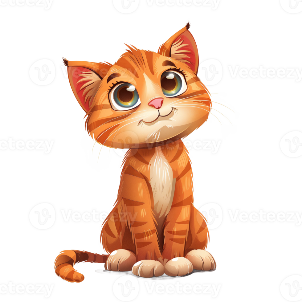 Collection of Lovely Cute Little Cat Cartoons Isolated png