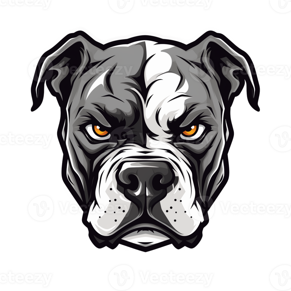 Collection of Angry Staring Pitbull Head Logo Designs Isolated png