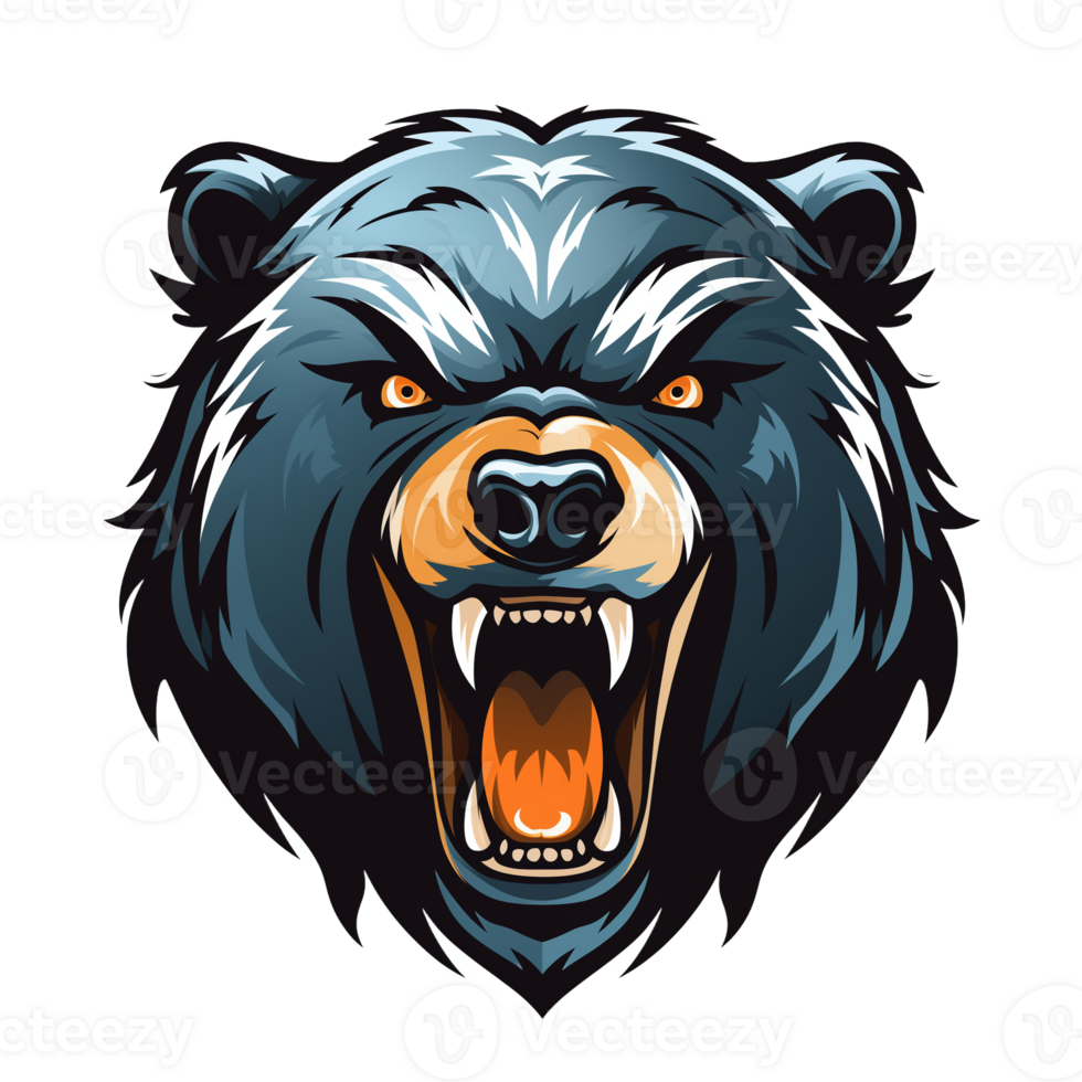 Collection of Angry Roaring Bear Head Logo Designs Isolated png