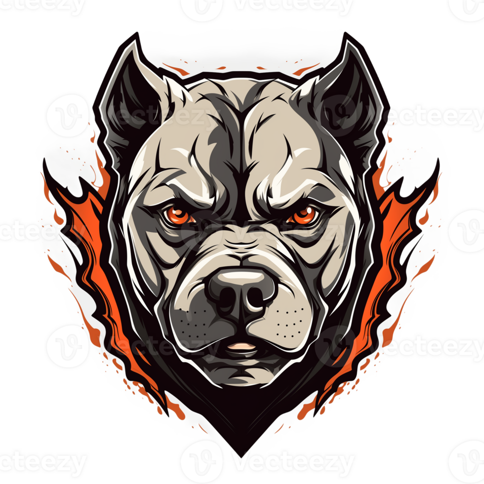 Collection of Angry Staring Pitbull Head Logo Designs Isolated png