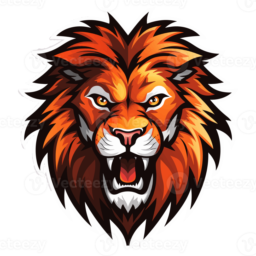 Collection of Angry Roaring Lion Head Logo Designs Isolated png