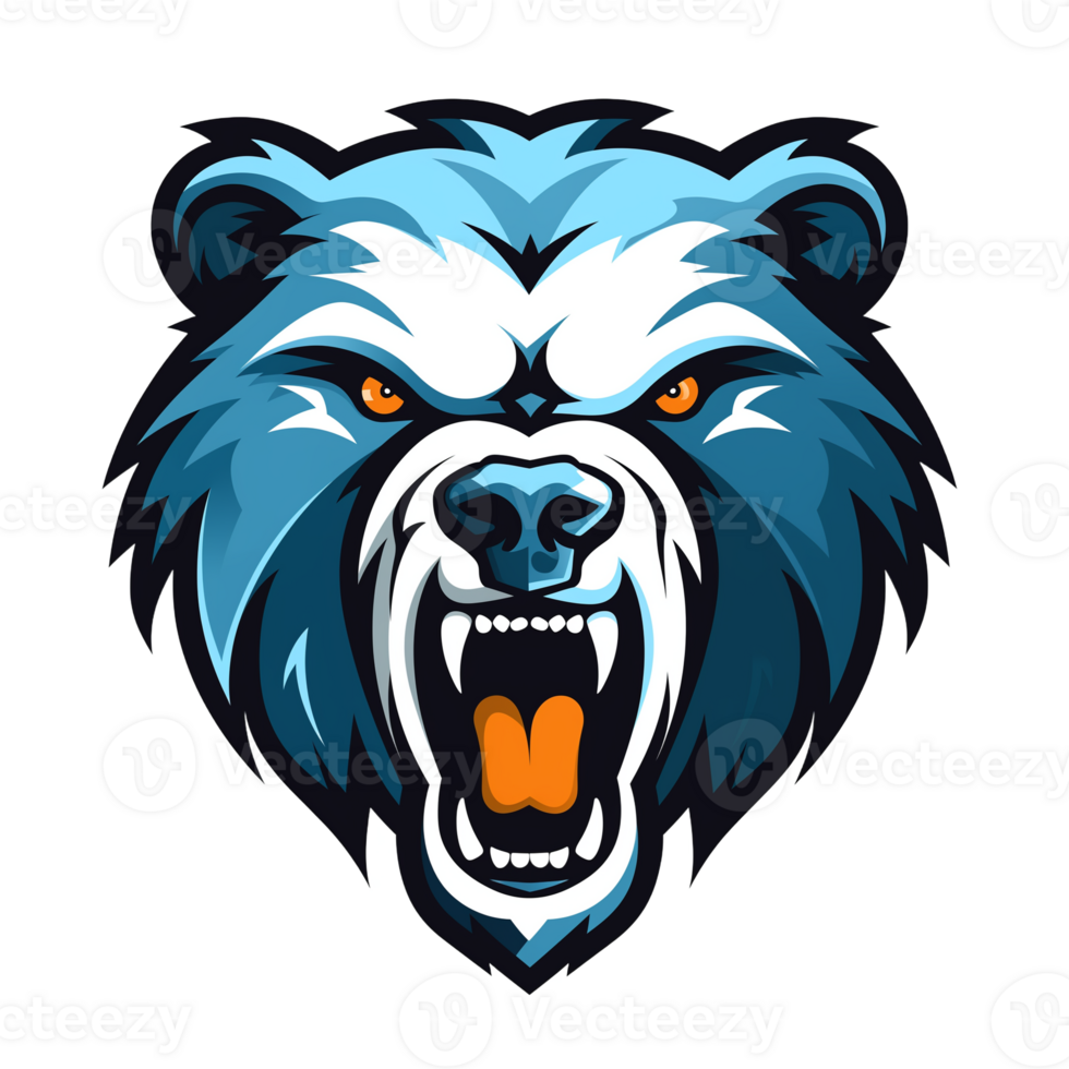 Collection of Angry Roaring Bear Head Logo Designs Isolated png