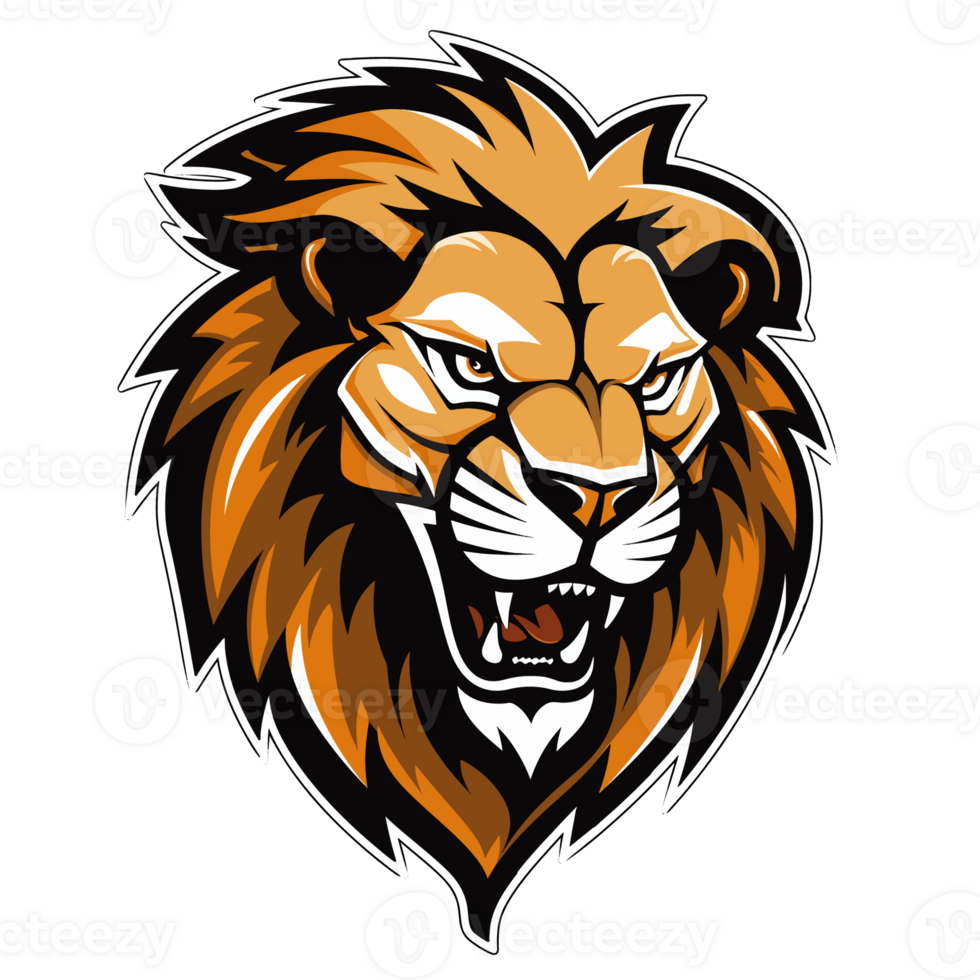 Collection of Angry Roaring Lion Head Logo Designs Isolated png