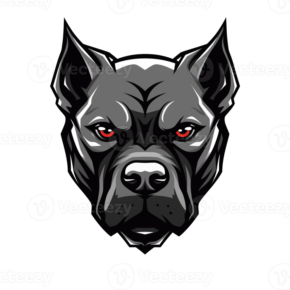 Collection of Angry Staring Pitbull Head Logo Designs Isolated png