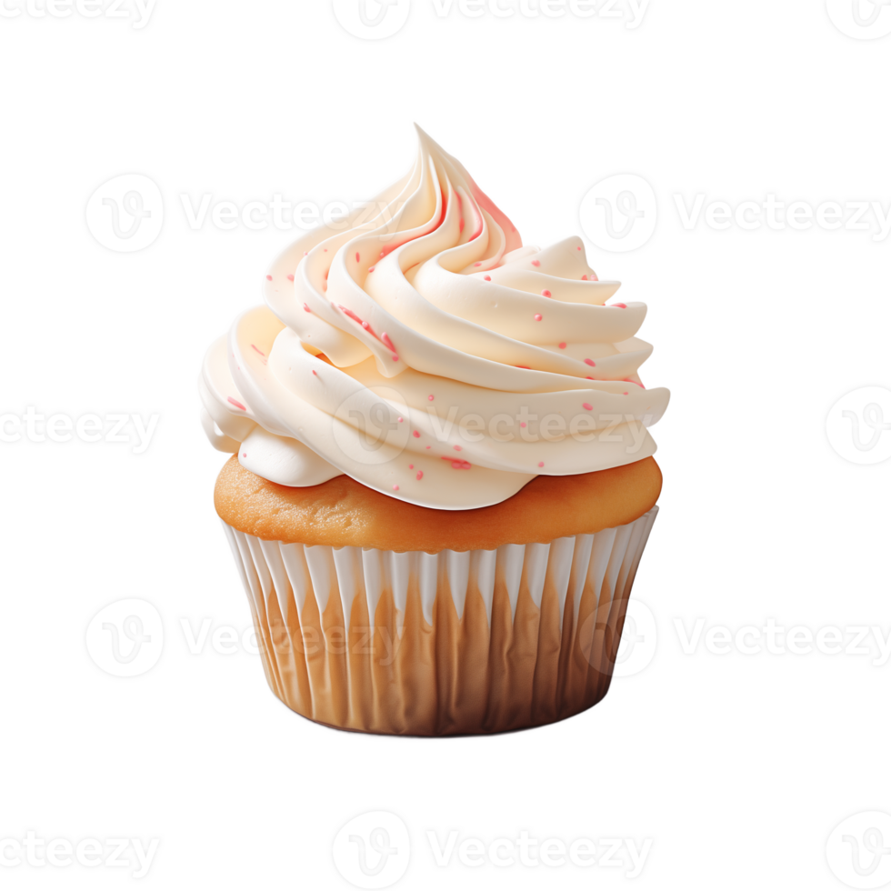 AI generated Collection of Visually Appealing Butter Cream Icing Top Cupcakes Isolated png