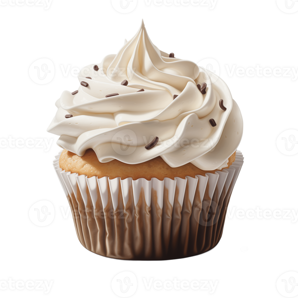 AI generated Collection of Visually Appealing Butter Cream Icing Top Cupcakes Isolated png
