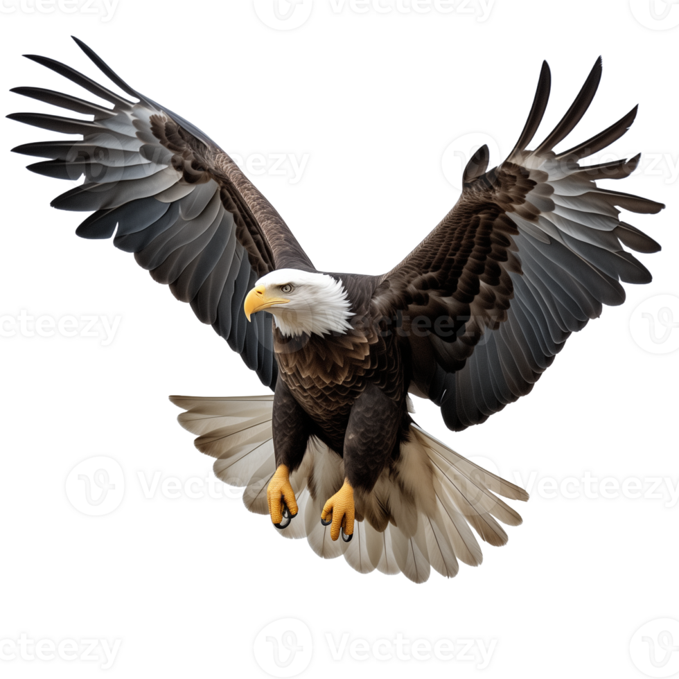 AI generated Collection of Flying Bald Eagles Isolated png