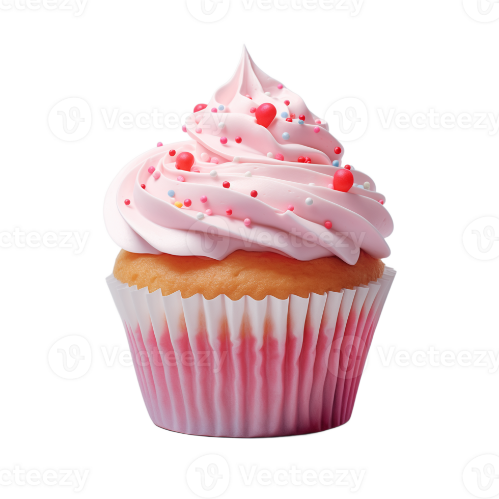 AI generated Collection of Visually Appealing Butter Cream Icing Top Cupcakes Isolated png
