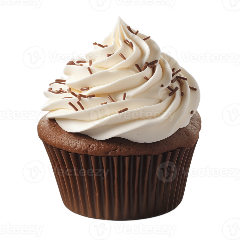 AI generated Collection of Visually Appealing Butter Cream Icing Top Cupcakes Isolated png