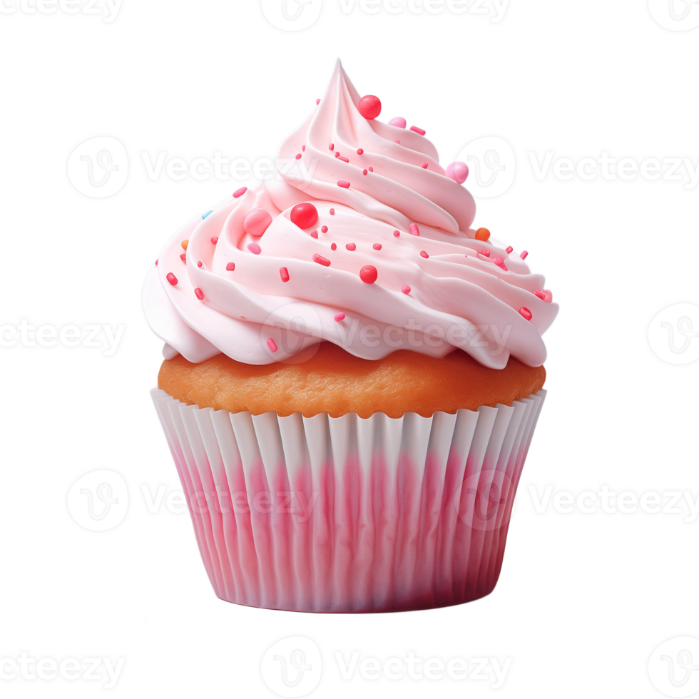 AI generated Collection of Visually Appealing Butter Cream Icing Top Cupcakes Isolated png