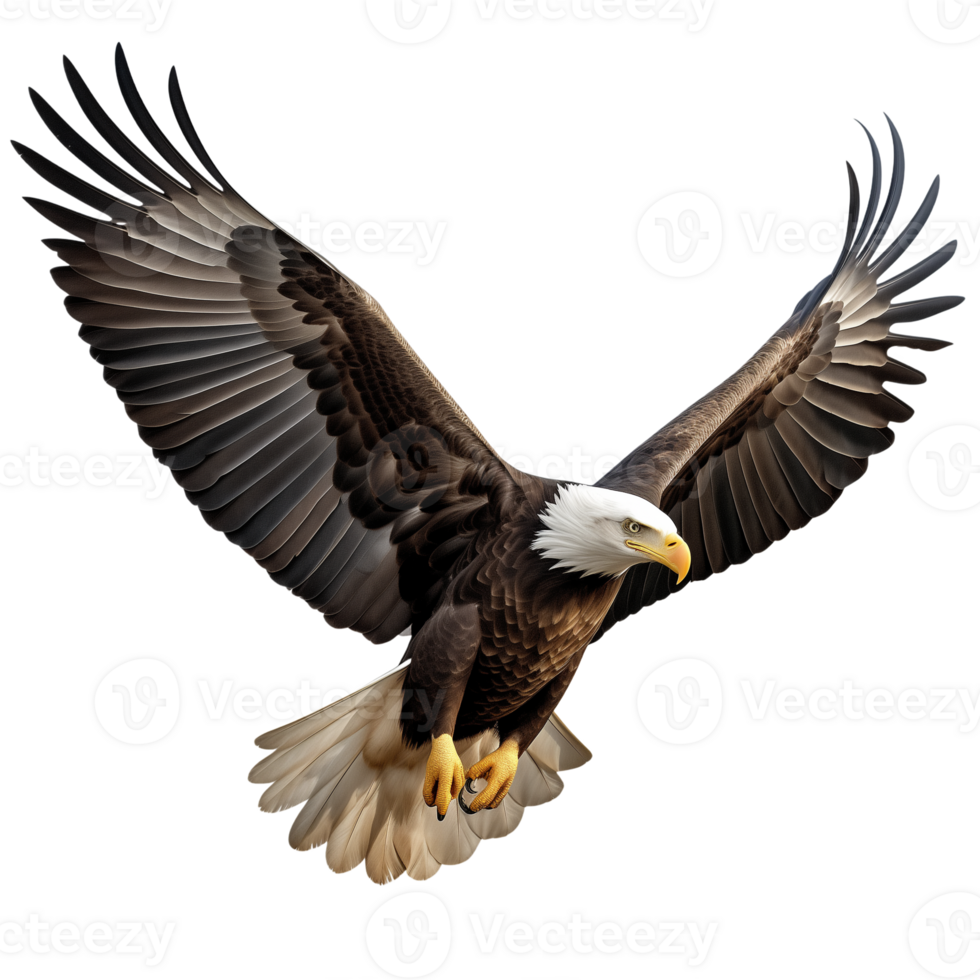 AI generated Collection of Flying Bald Eagles Isolated png