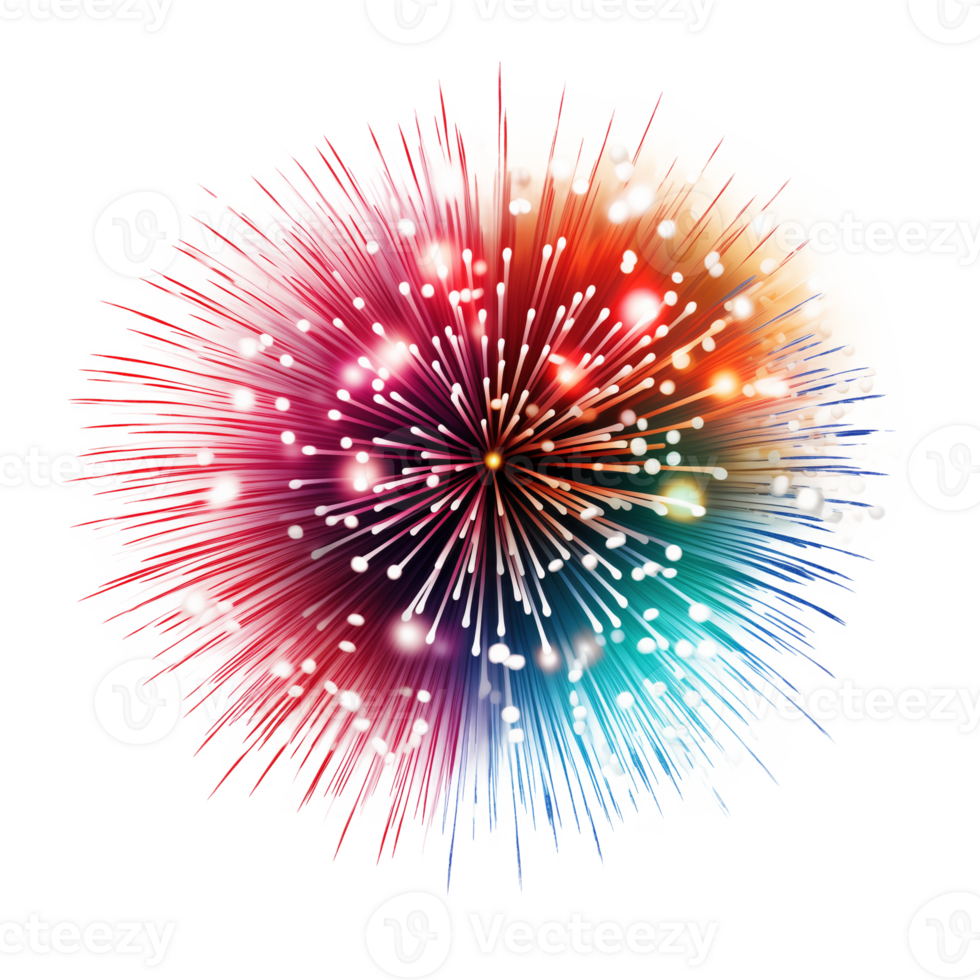 AI generated Collection of Colorful Celebration Fireworks Isolated png