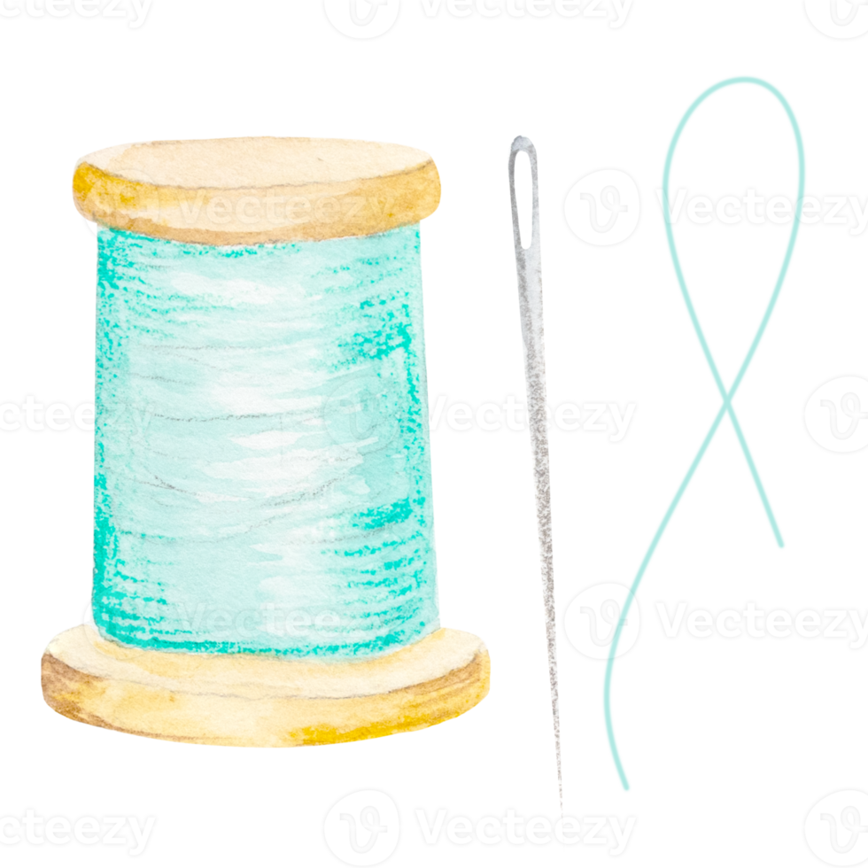 aguarela ilustração do uma carretel do de costura fio dentro delicado tons. png