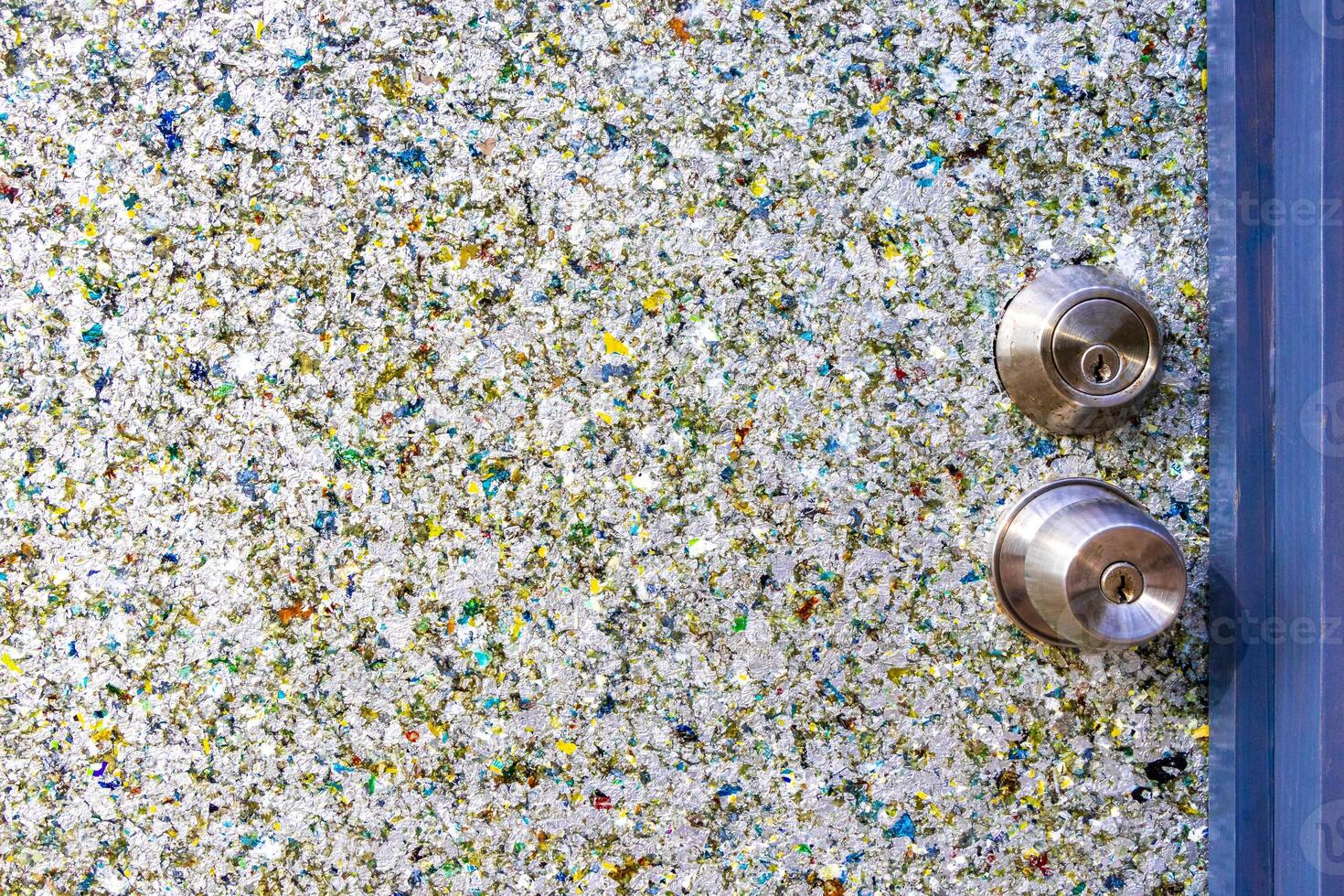 Door Wall made from compressed plastic bottles Texture in Mexico. photo