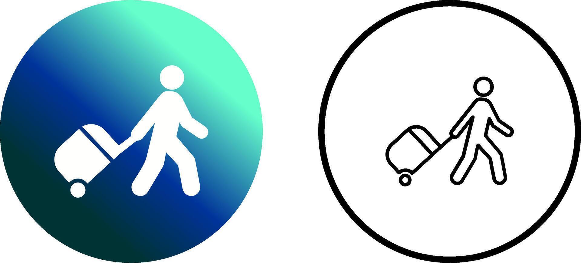 Walking With Luggage Vector Icon