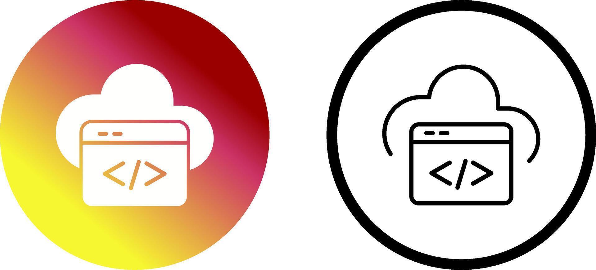 icono de vector de codificación de nube