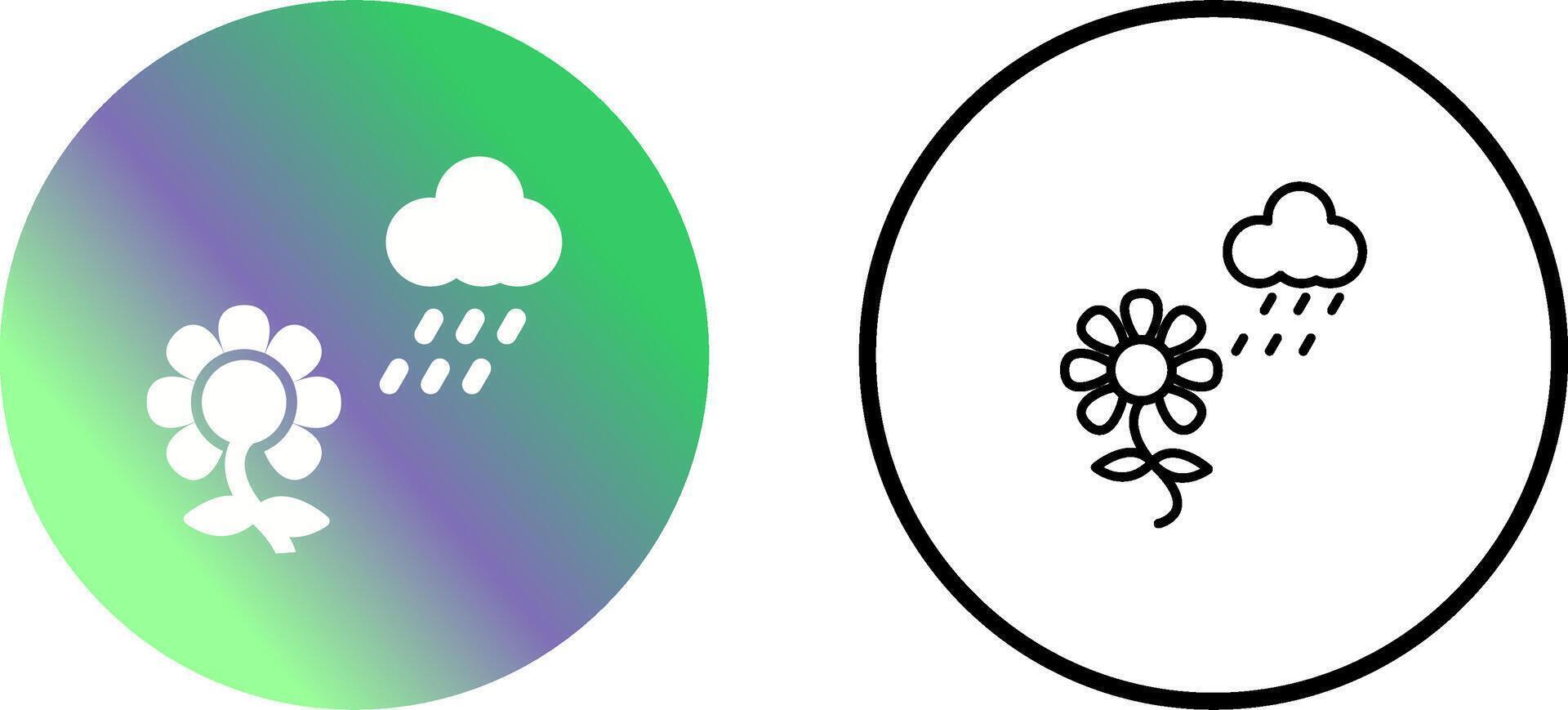 Flower with rain Vector Icon
