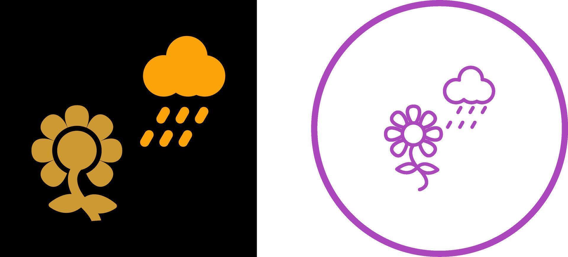 Flower with rain Vector Icon