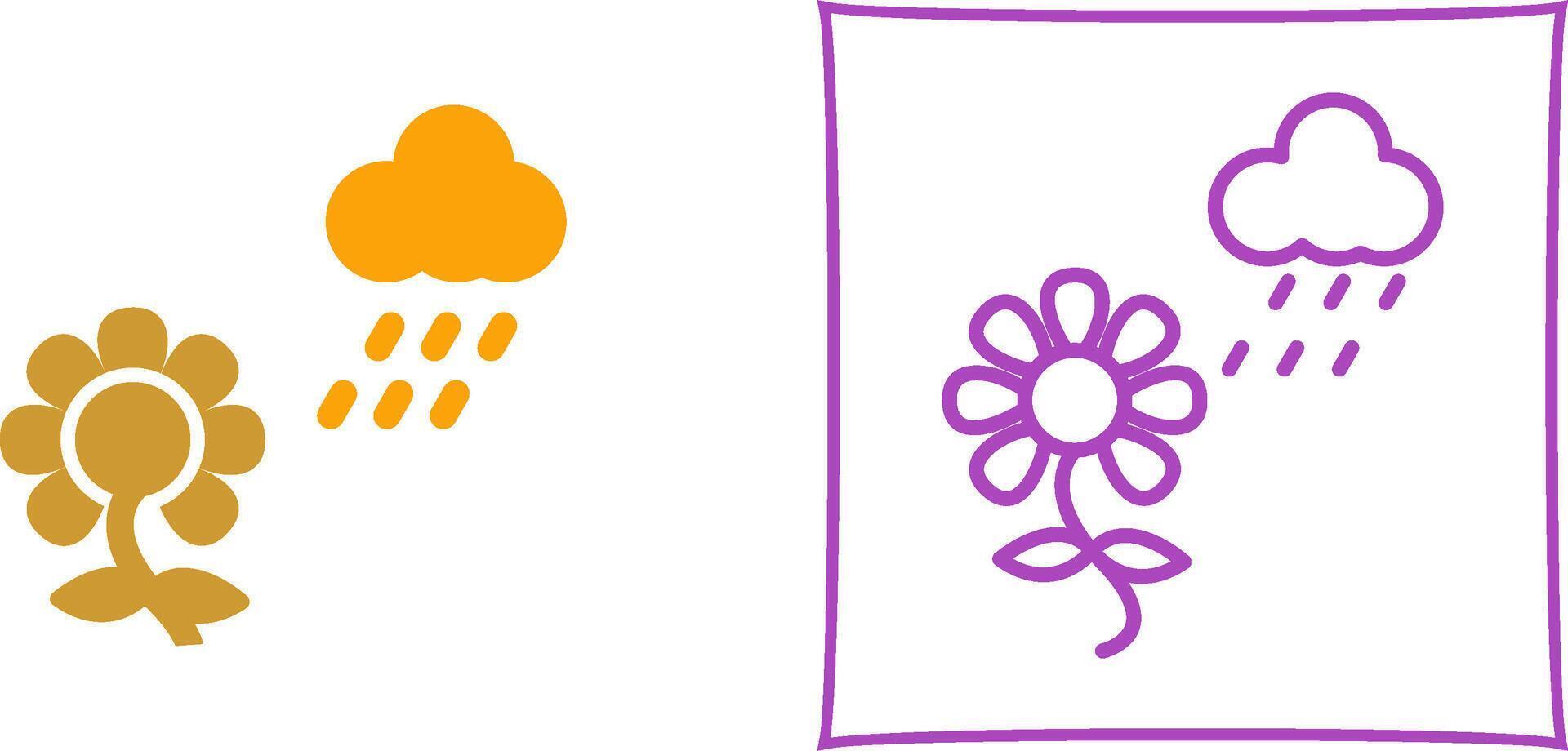 Flower with rain Vector Icon