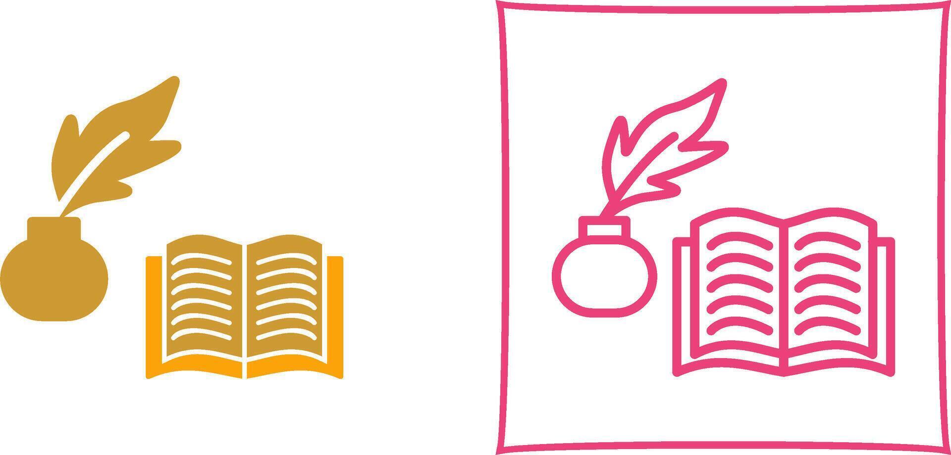 Quill and Book Vector Icon