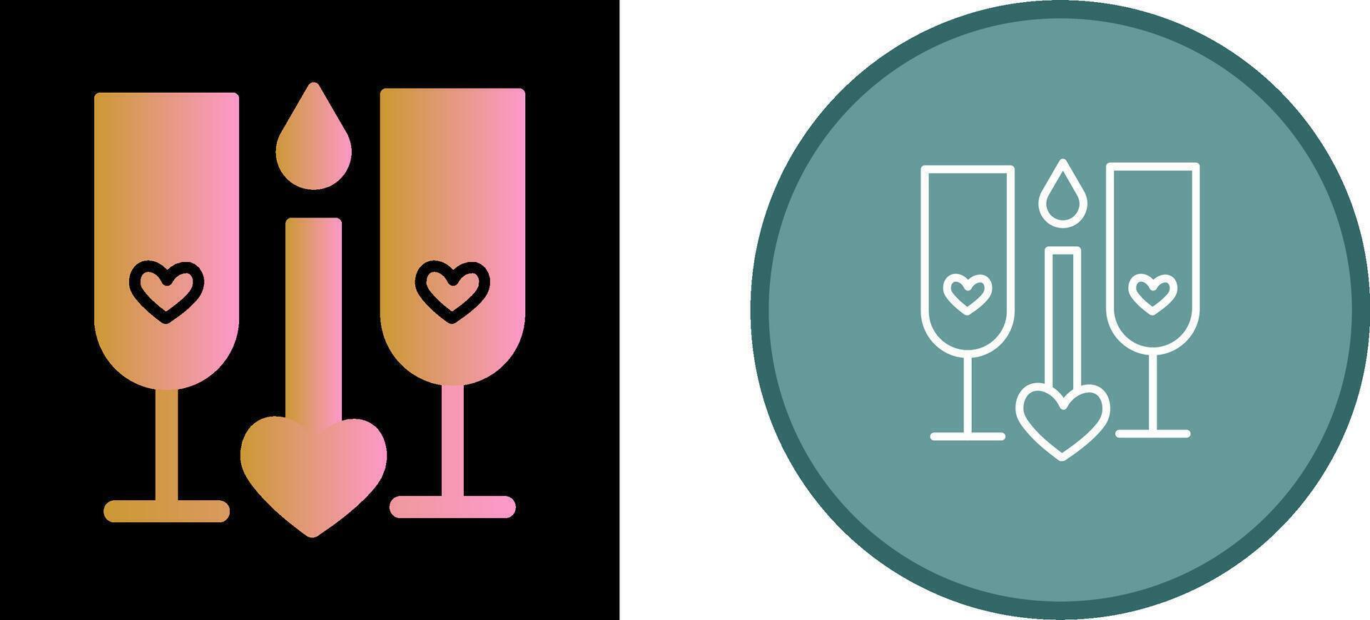 Two Glasses Romantic Vector Icon