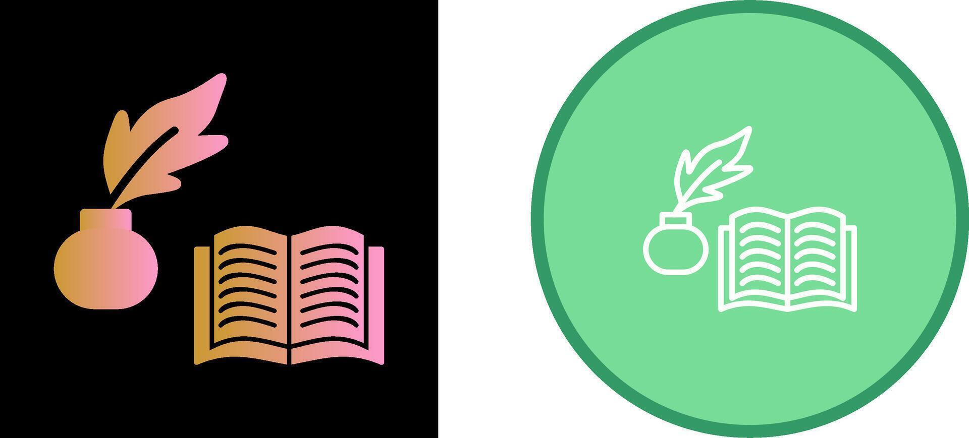 Quill and Book Vector Icon