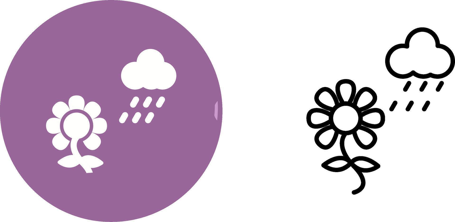 Flower with rain Vector Icon