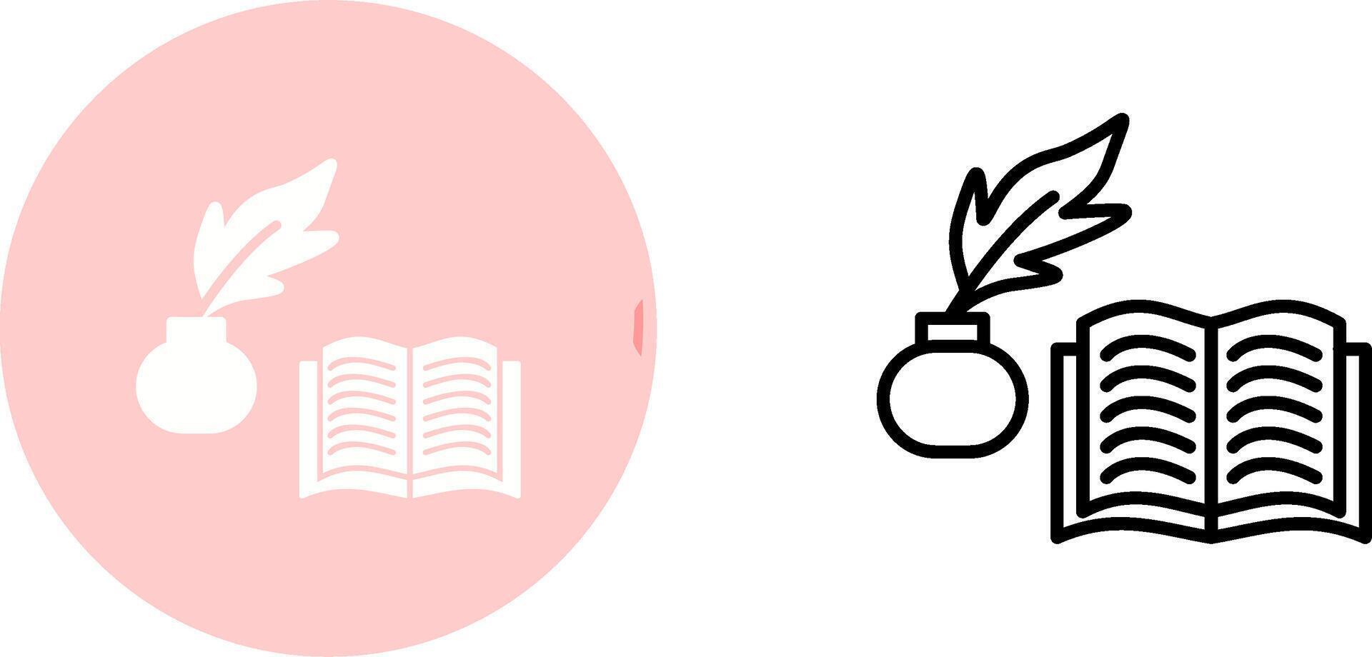 Quill and Book Vector Icon