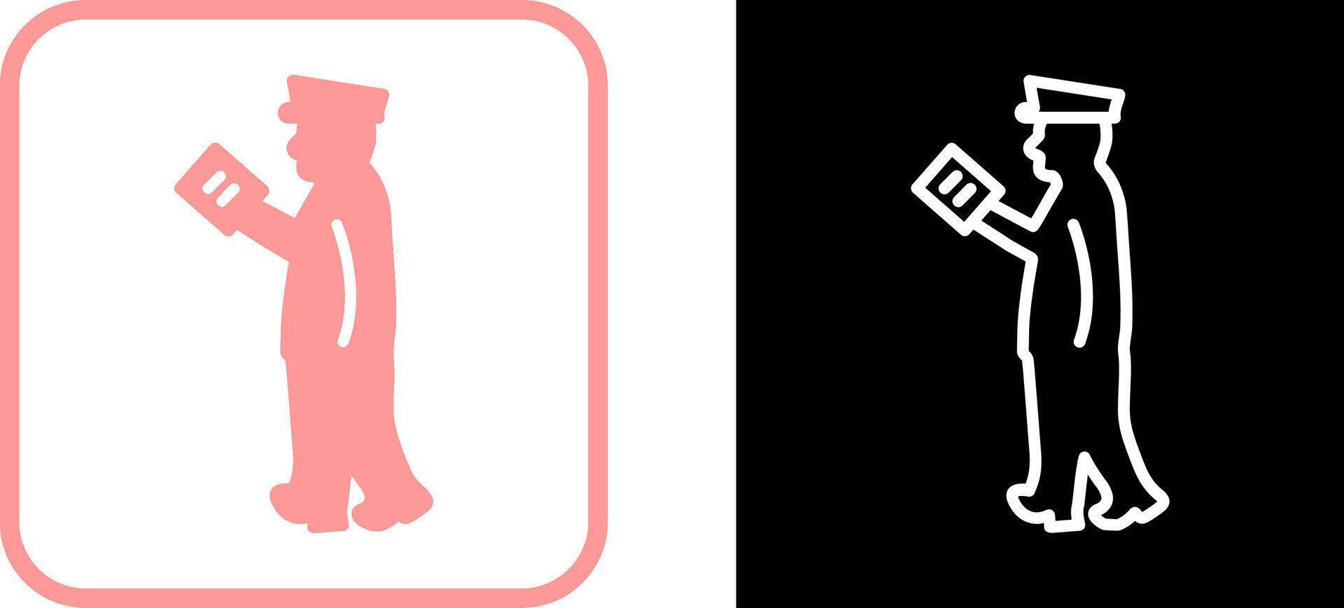 Guard Checking Passport Vector Icon