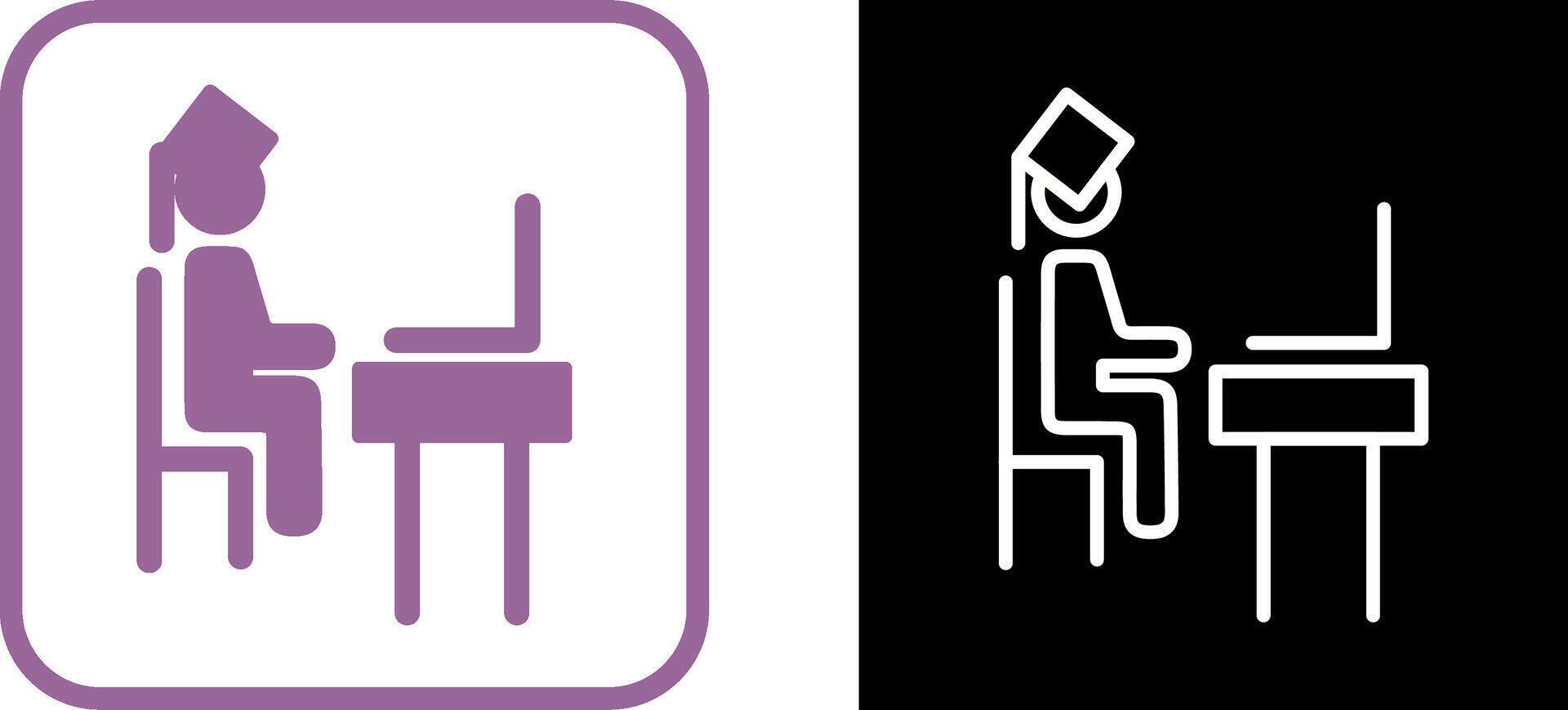 Student Using Laptop Vector Icon