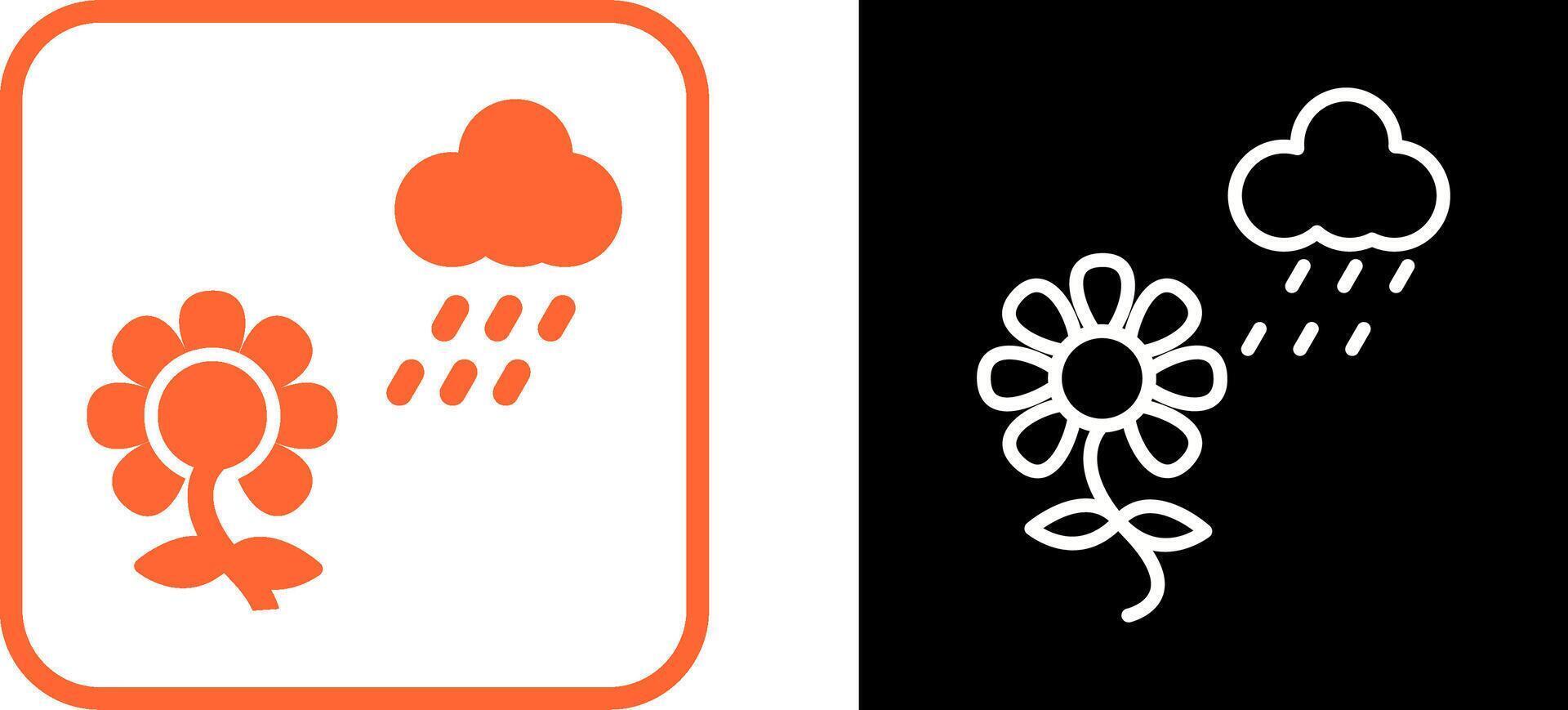 Flower with rain Vector Icon
