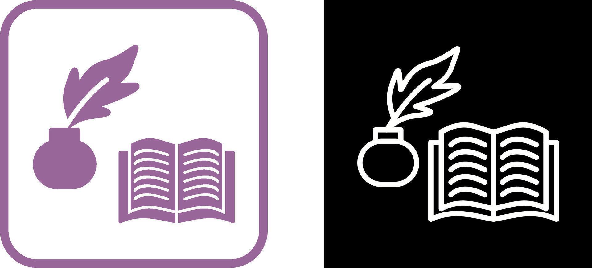 Quill and Book Vector Icon