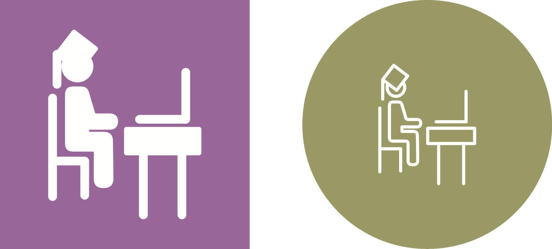 Student Using Laptop Vector Icon
