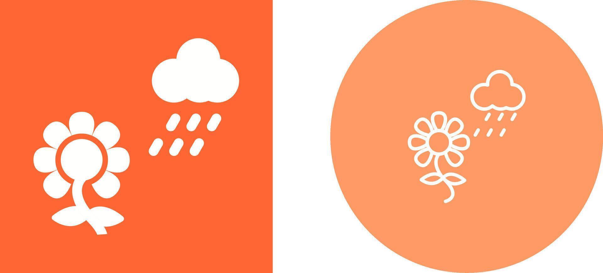Flower with rain Vector Icon