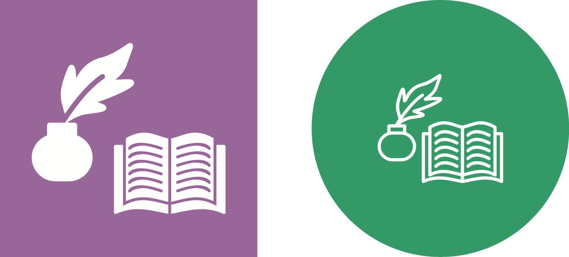 Quill and Book Vector Icon