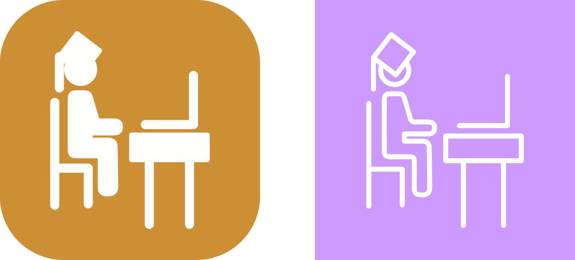 Student Using Laptop Vector Icon