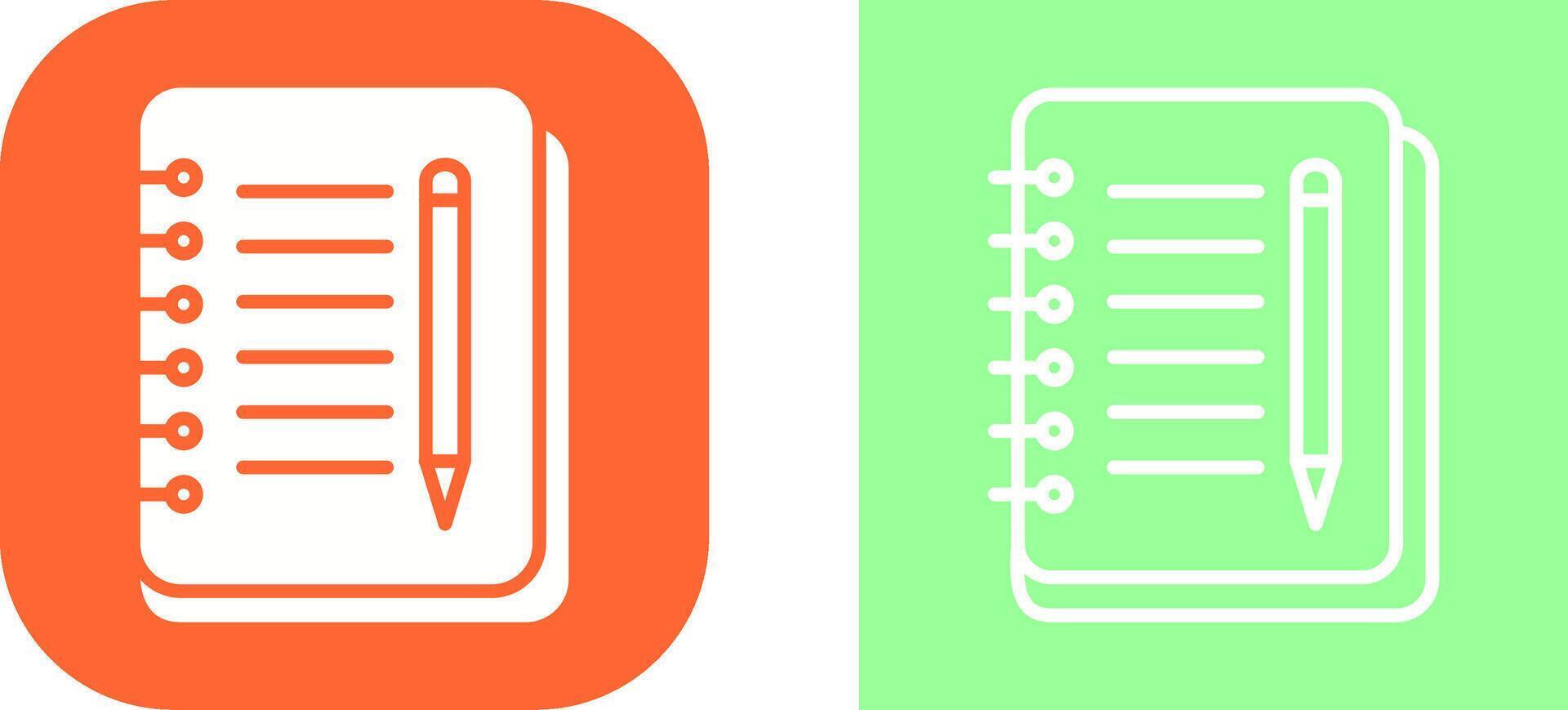 icono de vector de cuaderno y pluma