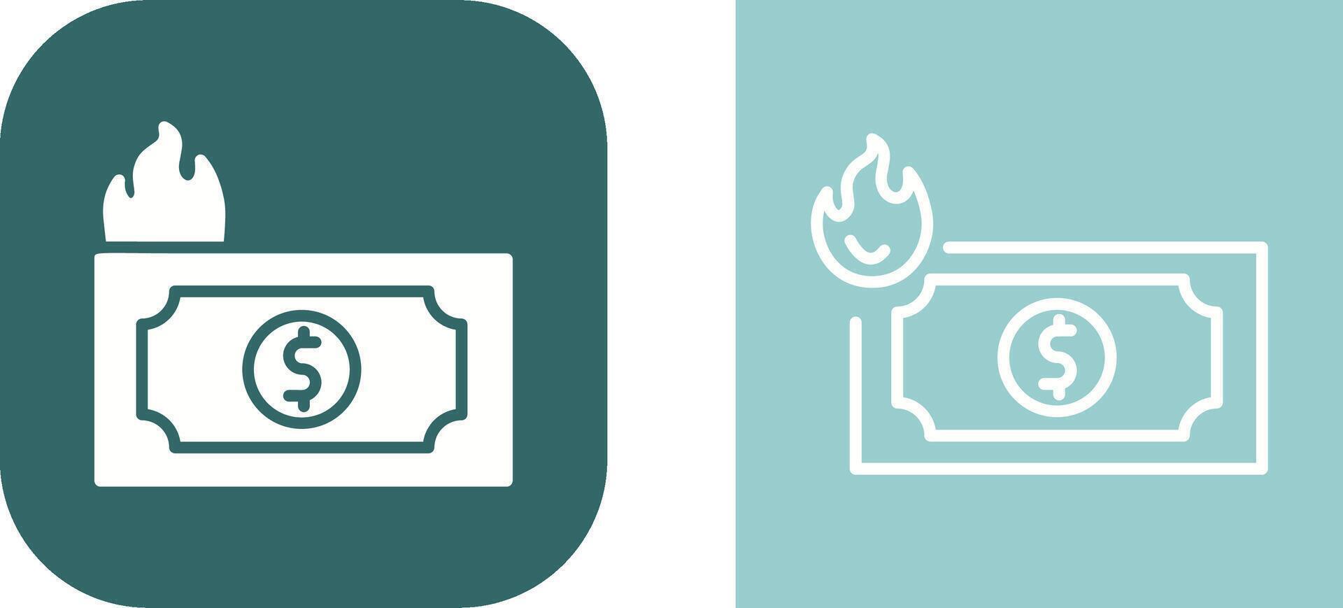 Dollar On Fire Vector Icon