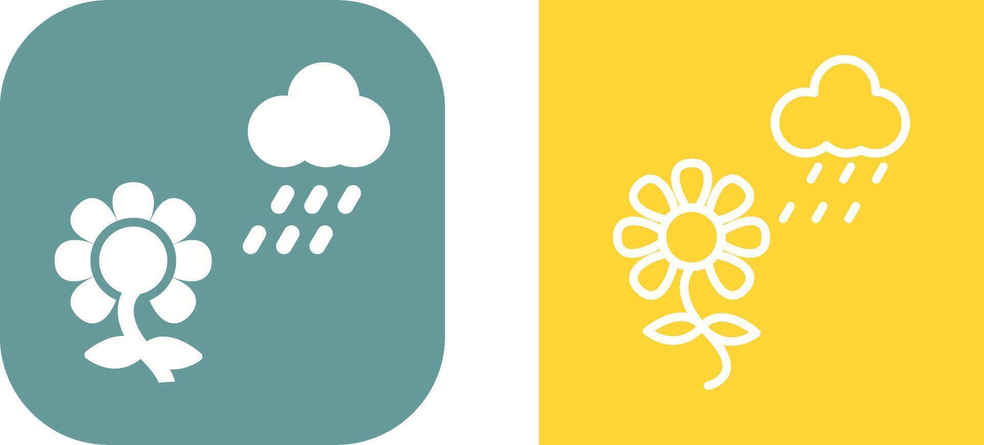 Flower with rain Vector Icon