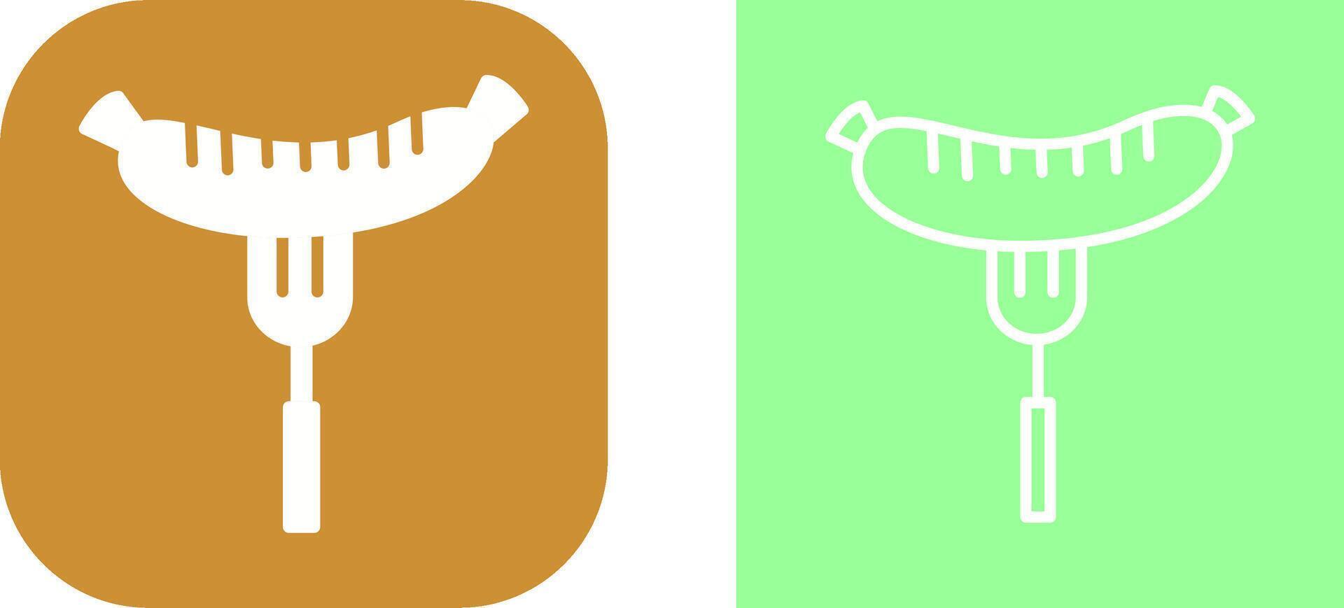 Sausage on Fork Vector Icon