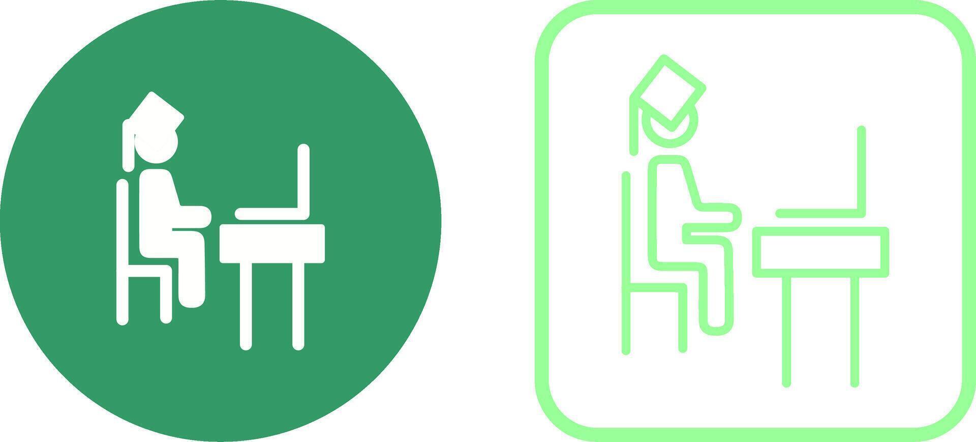Student Using Laptop Vector Icon