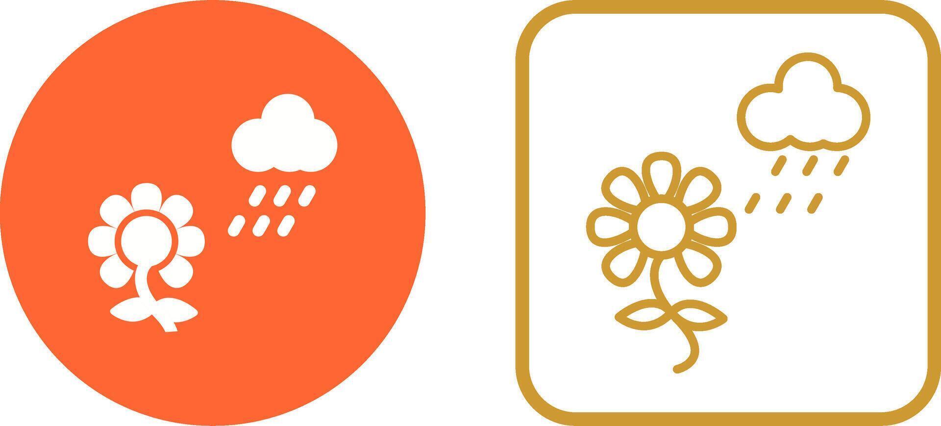 flor con icono de vector de lluvia