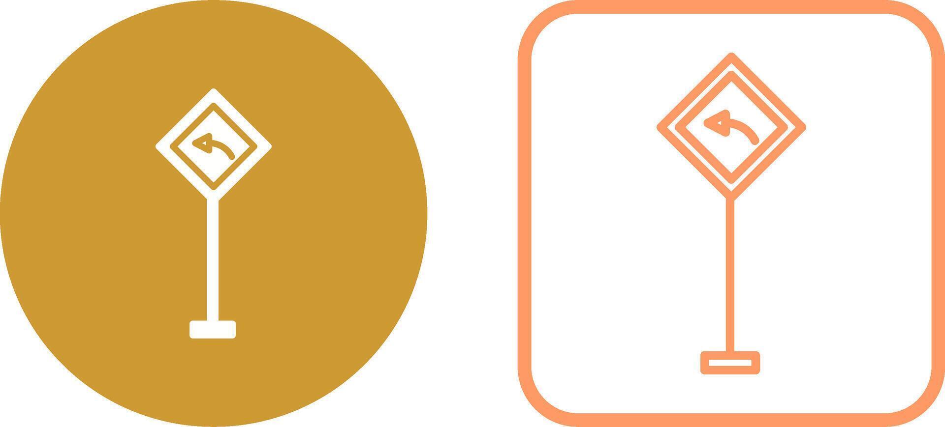 Left Turn Ahead Vector Icon