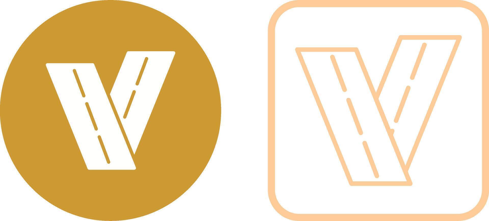 Two Way Road Vector Icon