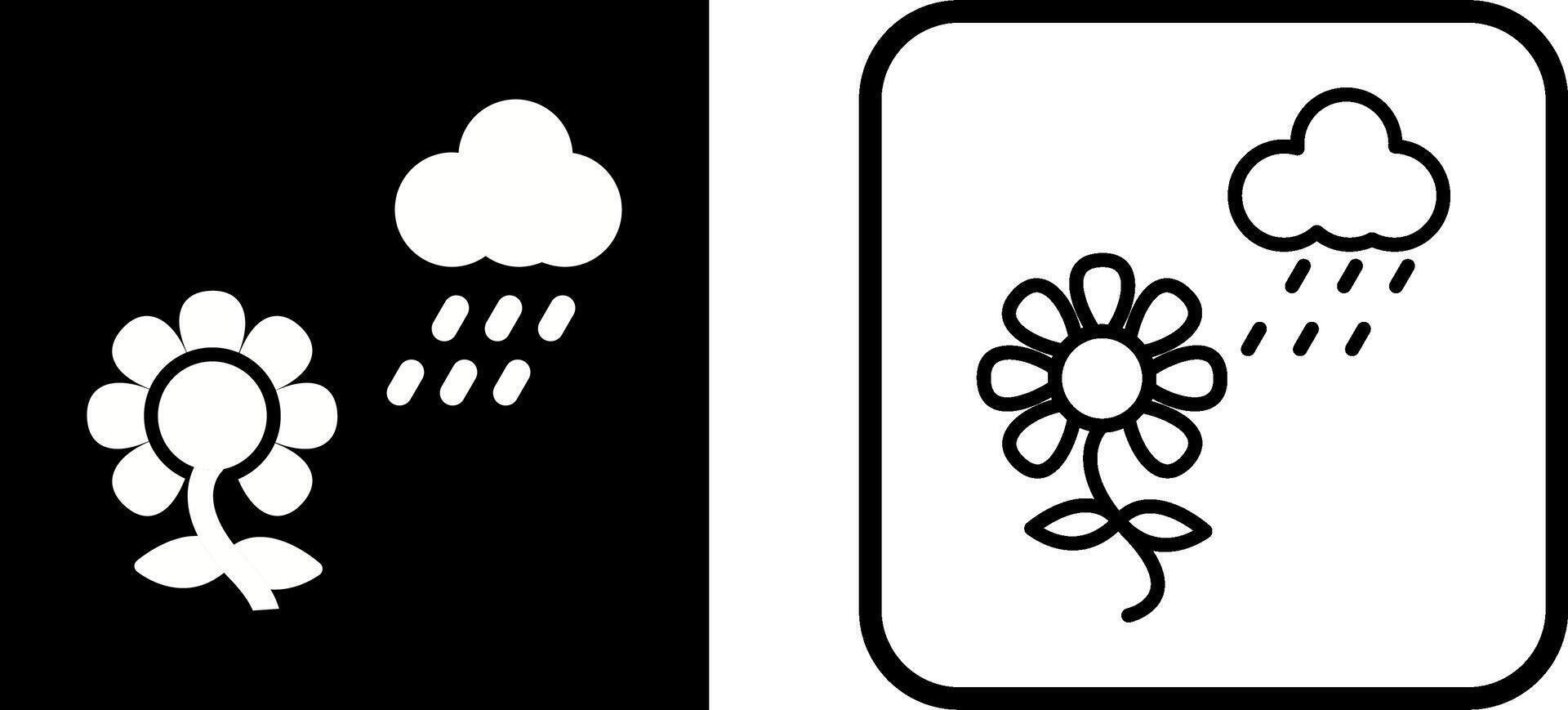 flor con icono de vector de lluvia