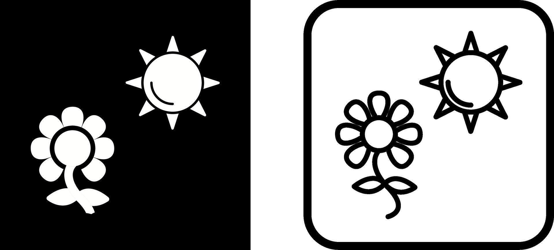 flor en icono de vector de luz solar